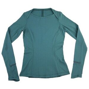 Lululemon Kanto Catch Me Long Sleeve Top Mini Pop Stripe Teal Womens Size 4
